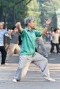 Group practice Tai Chi in Ritan Park, Beijing, China